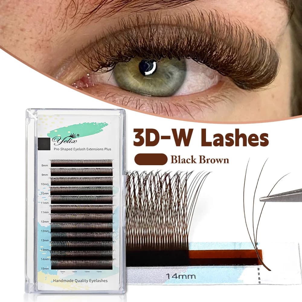 Zwart-bruine 3D premade volume waaier wimperextensions