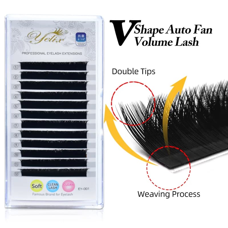 V Vorm Auto-Waaier Premium Individuele Wimperextensions