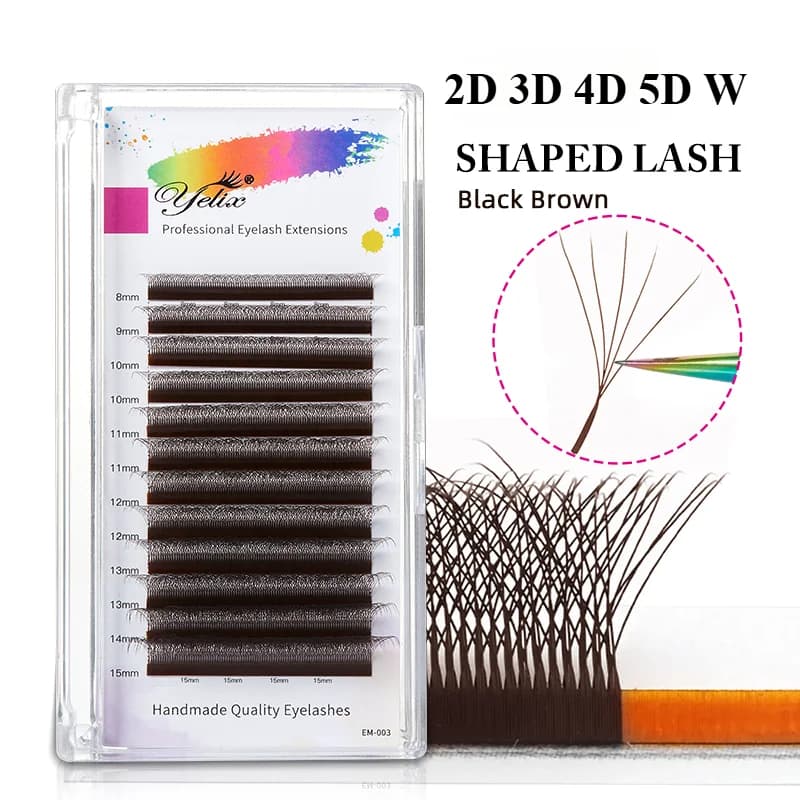 Bruine W-vorm 2D-5D voorgevormde waaier wimperextensions