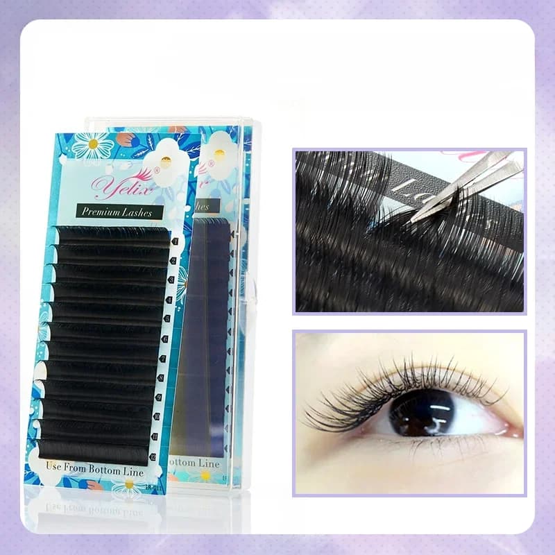 Matte klassieke volume wimperextensions, D+ krul, 7-16mm