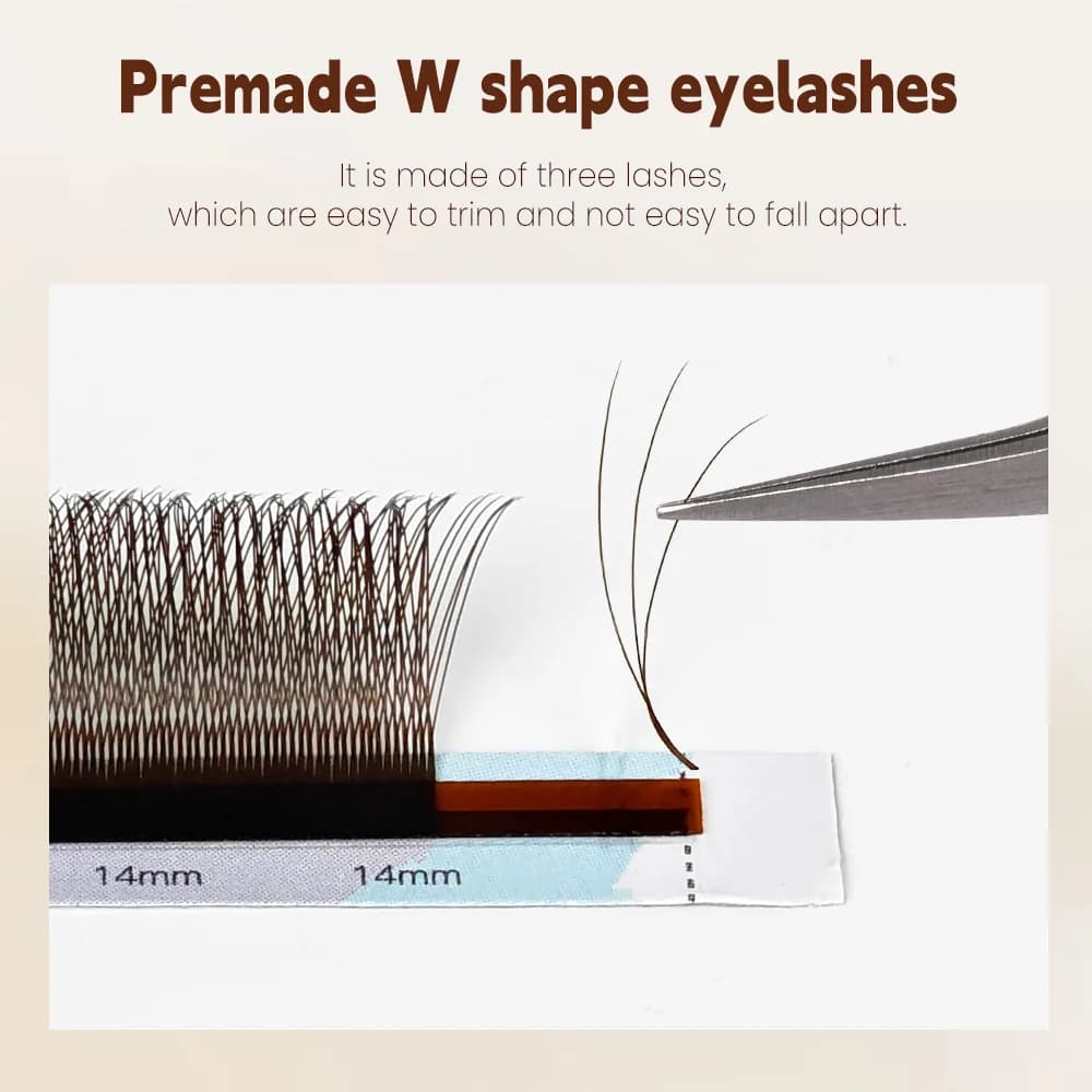 Zwart-Bruine 3D W-vormige Pre-made Volume Wimperextensions