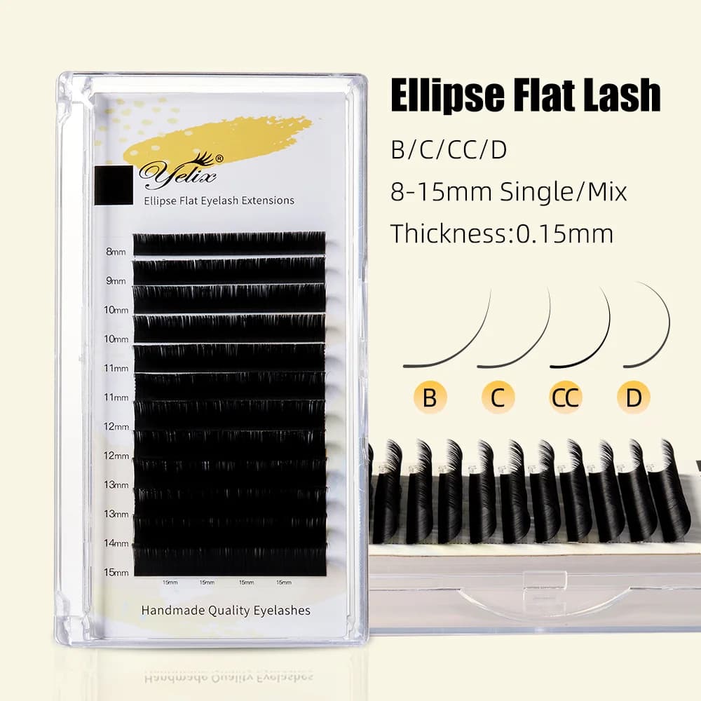 12 Rijen 0,15 mm Mat Zwart Gespleten Tip Lashes
