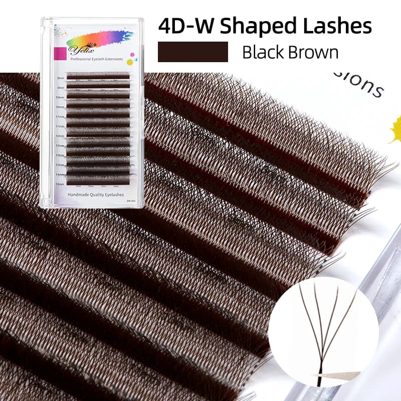 Bruine W-vorm 2D-5D voorgevormde waaier wimperextensions