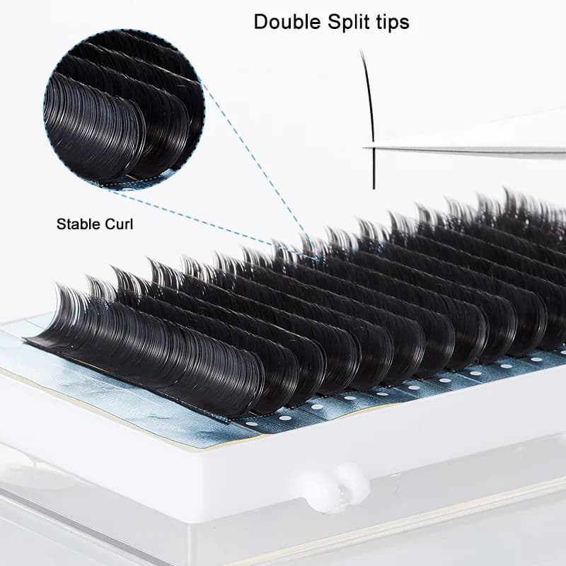 Platte Ellips Split Tip Wimperextensions 0,15 mm 0,20 mm