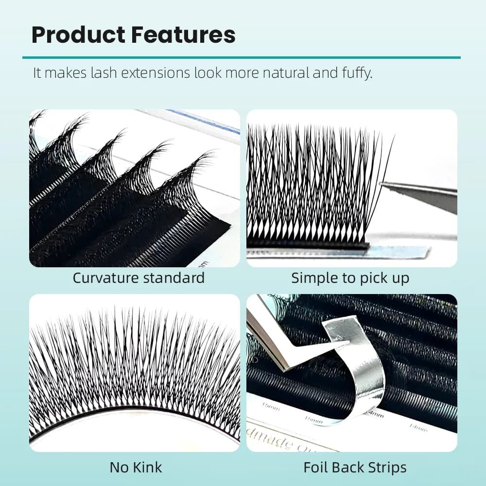 Smalle W-vormige voorgevormde volume-waaier wimperextensions, 2D-5D