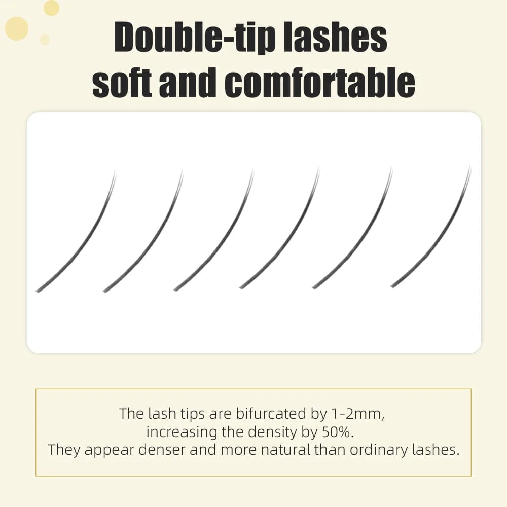 12 Rijen 0,15 mm Mat Zwart Gespleten Tip Lashes