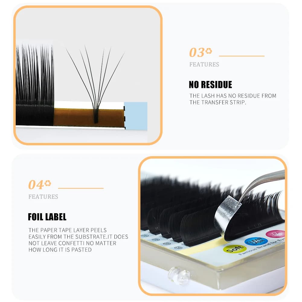 L-Vorm Gemengde Krul Individuele Wimperextensions, 8-15mm