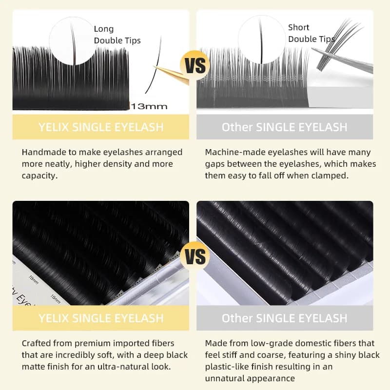 Elliptische Platte Split Tip Mat Zwarte Lashes
