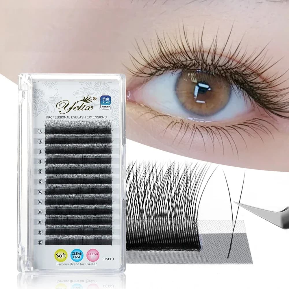 2D Y Shape Enkele Punt Voorgemaakte Fan Wimperextensions 0.10mm