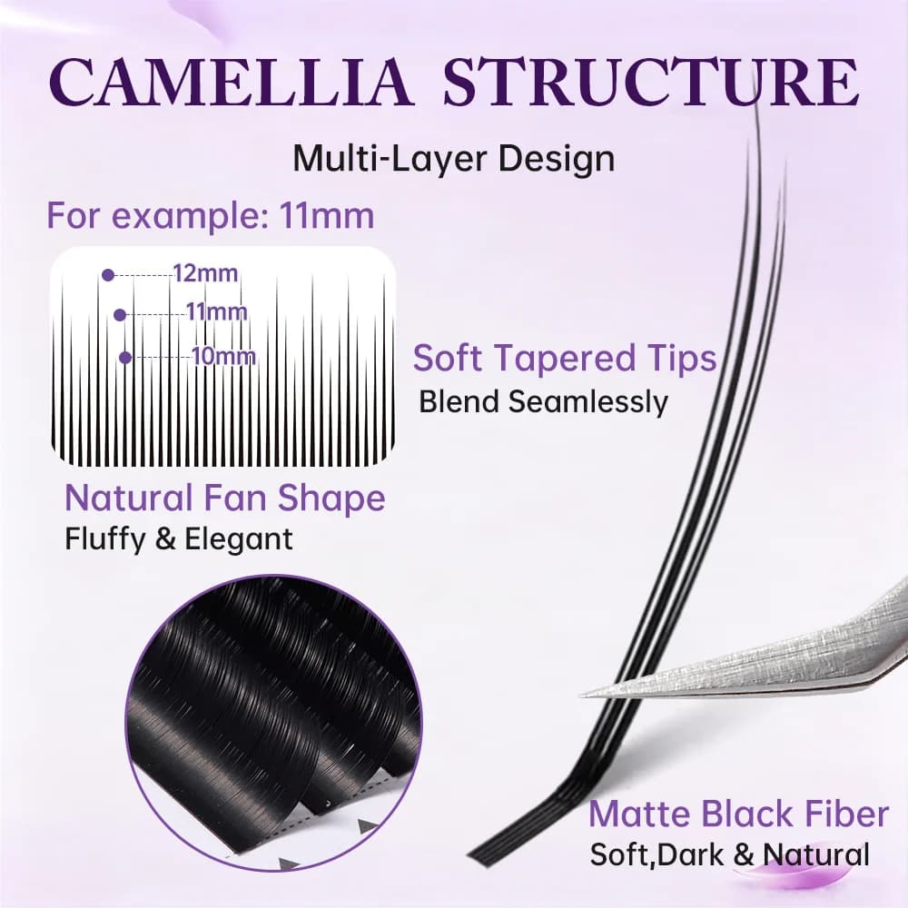 Camellia Volume Wimperextensies Zachte Natuurlijke Look
