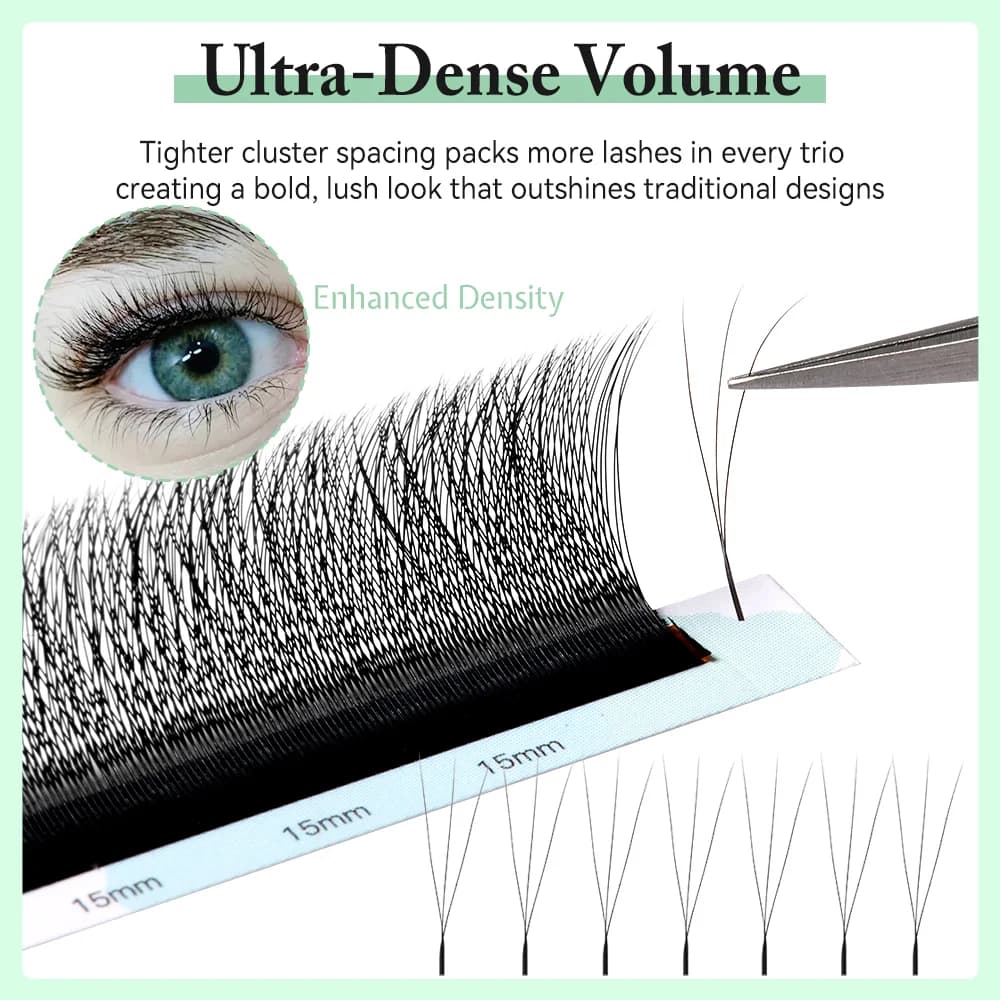 3D W-vorm Premade Volume Fan Wimperextensions