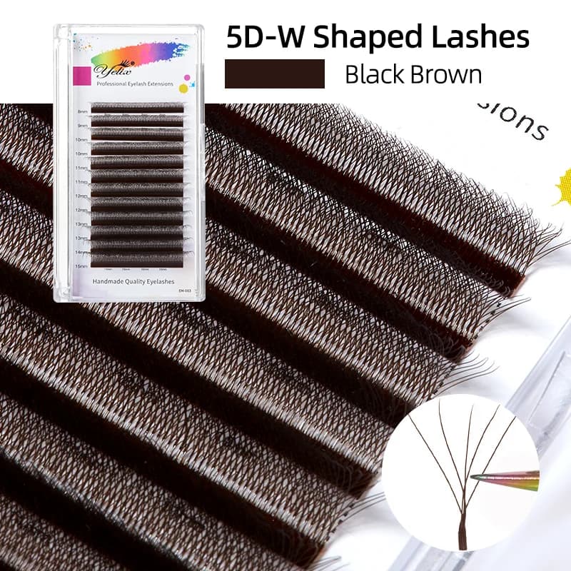 Bruine W-vorm 2D-5D voorgevormde waaier wimperextensions