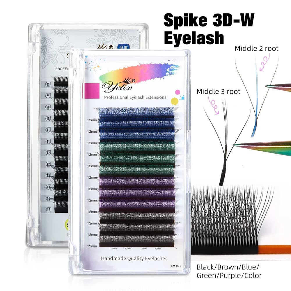 Zwarte en paarse Spike 3D-W Fluffy Volume Wimpers