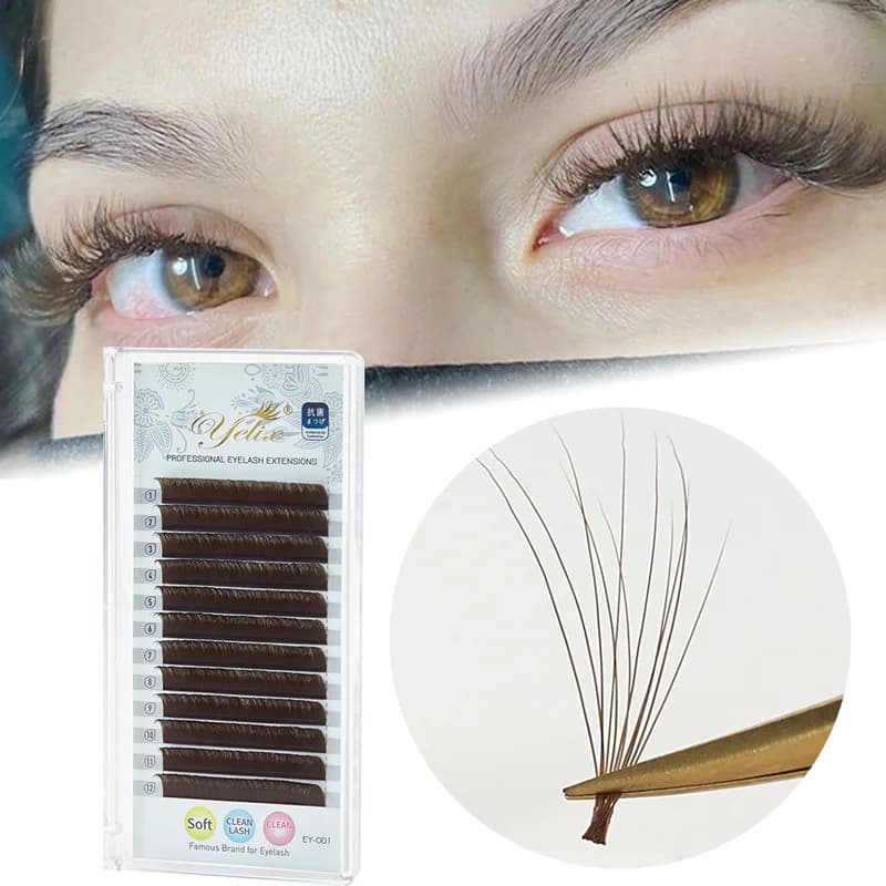 Donkerbruine Easy Fan Wimperextensions C/D Krul 8-15mm